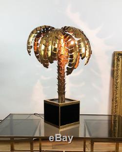 Superbe Lampe Année 70 Style Jansen En Forme De Palmier En Métal Doré