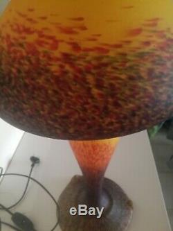 Superbe grande lampe champignon signé Vianne art déco en pate de verre 57cm