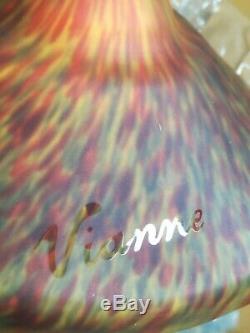 Superbe lampe champignon signé Vianne art déco en pate de verre 43 cm