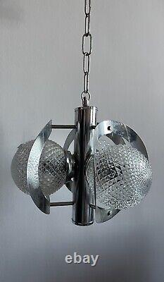 Superbe lustre suspension art déco avec ses 3 globes en verre originaux