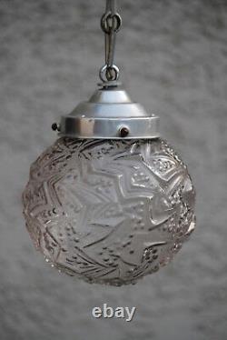 Suspension boule verre Art Deco Authentic Antique French Glass Globe Pendant 30s