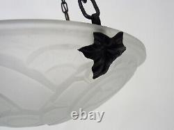 Suspension vasque en pâte de verre Art Déco 1 Feu numéroté à motifs géométrique