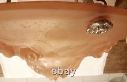 Très Grande Vasque MULLER FRERES LUNEVILLE Art Déco (décor de roses) 45 cm