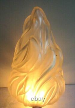 Tulipe de lampe Art Déco, grosse flamme pâte de verre à volutes, 2 dispo