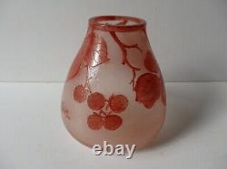 VASE ART DECO PATE DE VERRE signé MODA pour DAUM CRISTALLERIE GIVRE MULTI COUCHE