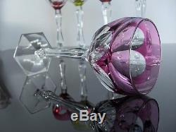 Val St Lambert Art Déco 6 Verres À Vin Cristal Couleur Avec Ballon De D'air