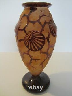 Vase Art Deco Le Verre Francais Schneider Modele Aux Epinettes/old Glass Vase