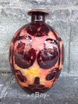 Vase Art Déco Le Verre Français Schneider à décor de Marrons