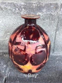 Vase Art Déco Le Verre Français Schneider à décor de Marrons