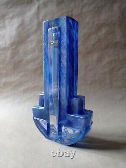Vase Daum France Art Déco, En Verre Bleu