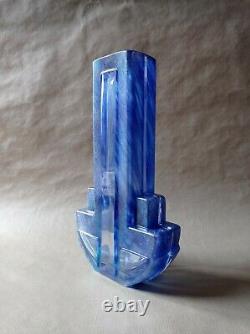 Vase Daum France Art Déco, En Verre Bleu