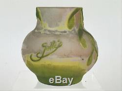 Vase De Gallé Authentique En Verre Multicouche Epoque Art Deco De 9 CM De Haut