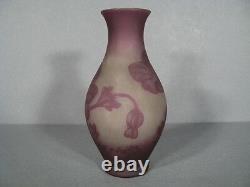 Vase En Pte De Verre Signé Vessiere Nancy / Vase Art Déco Décor Coquelicots