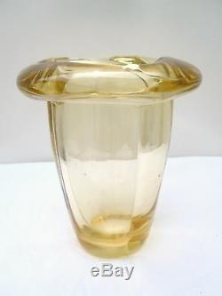 Vase cristal verre jaune d'époque Art Déco période Daum