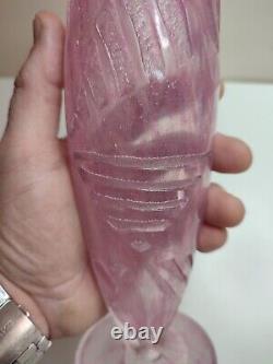 Vase d'époque Art Déco en pâte de verre dégagé à l'acide, géométrique Degué