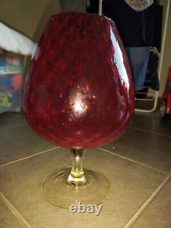 Vase en verre texturé rouge des années 60-70, Italie, Empoli