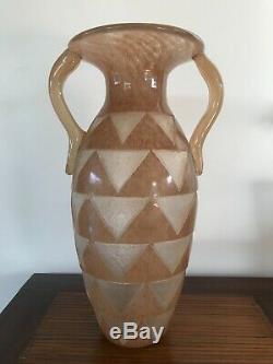 Vase géant de 44 cm en pâte de verre Art Déco gravé à l'acide Degué Schneider