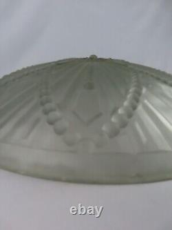 Vasque/Lustre/Plafonnier art déco en verre pressé Luminaire vintage 35 cm