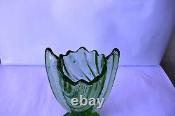 Vintage Art Déco Trophée Vase en Verre Lustrant Hortensja Vert Rare Objets F