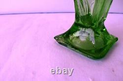 Vintage Art Déco Trophée Vase en Verre Lustrant Hortensja Vert Rare Objets F