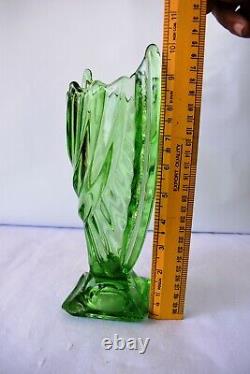 Vintage Art Déco Trophée Vase en Verre Lustrant Hortensja Vert Rare Objets F